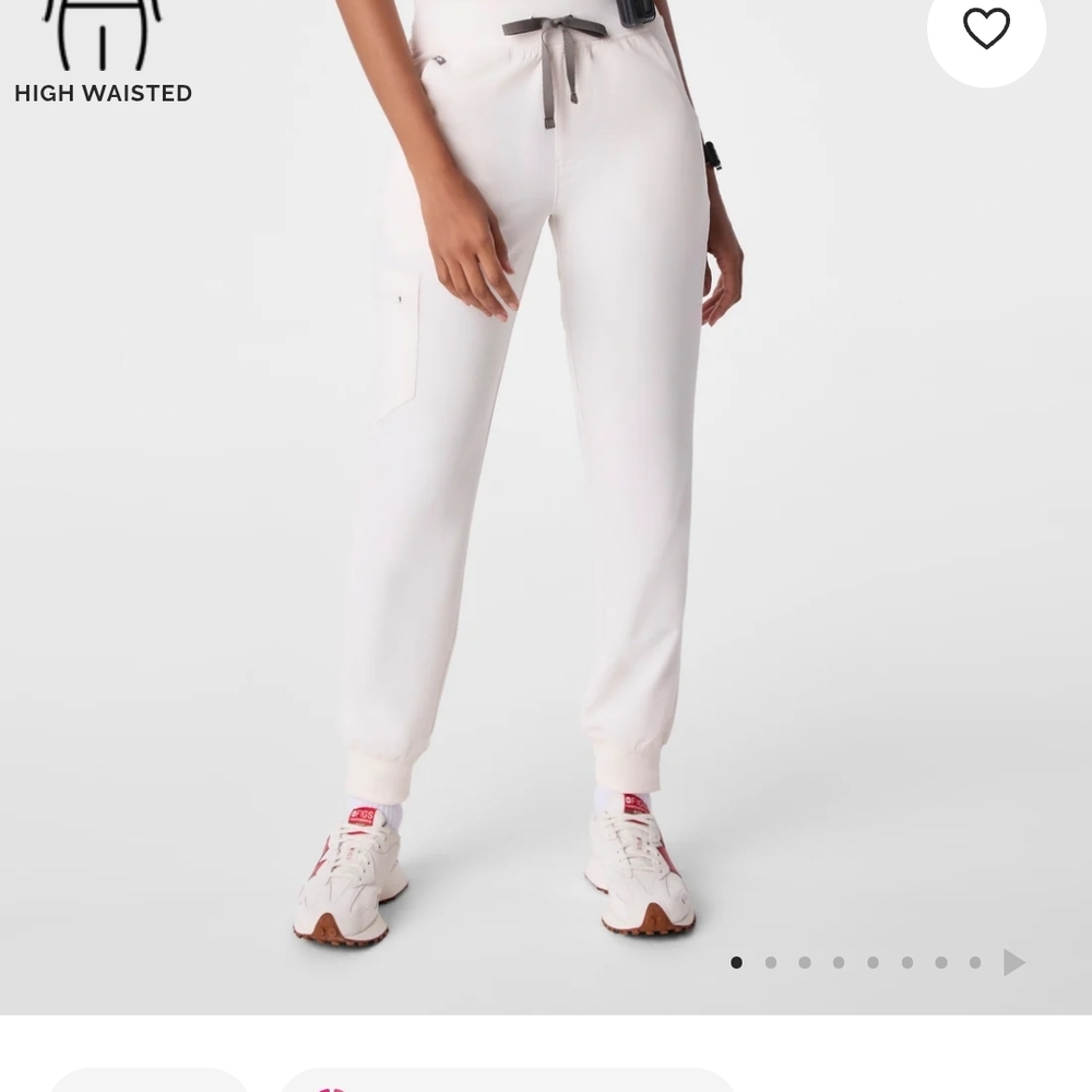 Figs High-Waisted Off-White Jogger Pants with Gray Drawstring